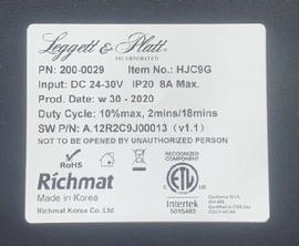 RICHMAT HJC9G CONTROL BOX WITH HEAD TILT AND LUMBAR LIFT LABEL